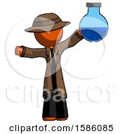 Poster, Art Print Of Orange Detective Man Holding Large Round Flask Or Beaker