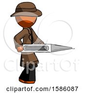 Orange Detective Man Walking With Large Thermometer