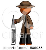 Poster, Art Print Of Orange Detective Man Standing With Large Thermometer