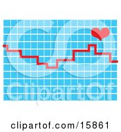 Red Line Over A Graph With A Heart On A Heart Monitor