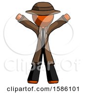 Poster, Art Print Of Orange Detective Man Surprise Pose Arms And Legs Out