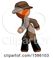Poster, Art Print Of Orange Detective Man Suspense Action Pose Facing Left