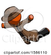 Poster, Art Print Of Orange Detective Man Skydiving Or Falling To Death