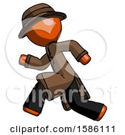 Orange Detective Man Running Fast Left