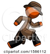 Poster, Art Print Of Orange Detective Man Running Fast Right