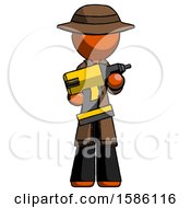 Poster, Art Print Of Orange Detective Man Holding Large Drill