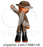 Orange Detective Man Waving Emphatically With Right Arm
