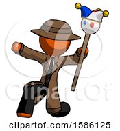 Orange Detective Man Holding Jester Staff Posing Charismatically