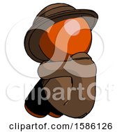 Poster, Art Print Of Orange Detective Man Sitting With Head Down Back View Facing Left