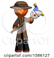 Poster, Art Print Of Orange Detective Man Holding Jester Diagonally