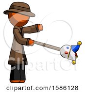 Poster, Art Print Of Orange Detective Man Holding Jesterstaff - I Dub Thee Foolish Concept