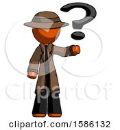 Poster, Art Print Of Orange Detective Man Holding Question Mark To Right