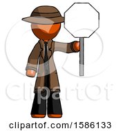 Poster, Art Print Of Orange Detective Man Holding Stop Sign