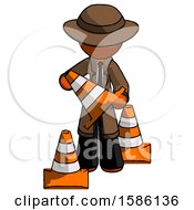 Poster, Art Print Of Orange Detective Man Holding A Traffic Cone