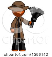 Poster, Art Print Of Orange Detective Man Holding Feather Duster Facing Forward