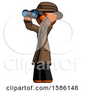 Poster, Art Print Of Orange Detective Man Looking Through Binoculars To The Left