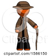 Poster, Art Print Of Orange Detective Man Standing With Hiking Stick