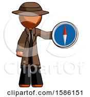 Poster, Art Print Of Orange Detective Man Holding A Large Compass