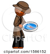 Poster, Art Print Of Orange Detective Man Looking At Large Compass Facing Right