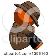 Poster, Art Print Of Orange Detective Man Sitting With Head Down Facing Sideways Right