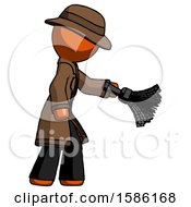 Poster, Art Print Of Orange Detective Man Dusting With Feather Duster Downwards