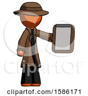 Poster, Art Print Of Orange Detective Man Showing Clipboard To Viewer