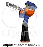 Poster, Art Print Of Orange Police Man Thermometer In Mouth