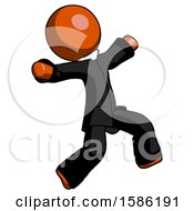 Poster, Art Print Of Orange Clergy Man Running Away In Hysterical Panic Direction Right