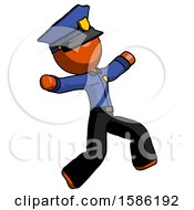 Poster, Art Print Of Orange Police Man Running Away In Hysterical Panic Direction Right