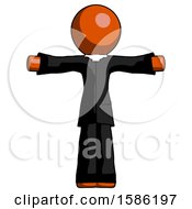 Poster, Art Print Of Orange Clergy Man T-Pose Arms Up Standing