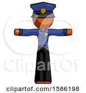 Poster, Art Print Of Orange Police Man T-Pose Arms Up Standing