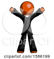 Poster, Art Print Of Orange Clergy Man Surprise Pose Arms And Legs Out
