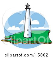 Poster, Art Print Of Tall White Lighthouse On The Coast