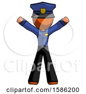 Poster, Art Print Of Orange Police Man Surprise Pose Arms And Legs Out
