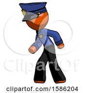 Poster, Art Print Of Orange Police Man Suspense Action Pose Facing Left