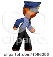 Poster, Art Print Of Orange Police Man Suspense Action Pose Facing Right