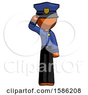 Poster, Art Print Of Orange Police Man Soldier Salute Pose