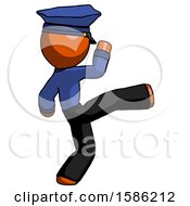Orange Police Man Kick Pose
