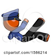 Orange Police Man Falling Backwards
