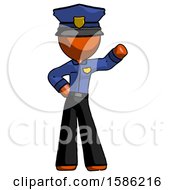 Orange Police Man Waving Left Arm With Hand On Hip