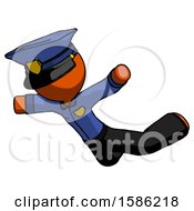 Poster, Art Print Of Orange Police Man Skydiving Or Falling To Death