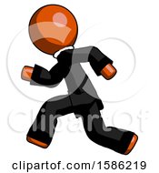 Orange Clergy Man Running Fast Left