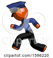 Orange Police Man Running Fast Left