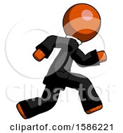 Poster, Art Print Of Orange Clergy Man Running Fast Right