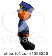Poster, Art Print Of Orange Police Man Floating Through Air Left