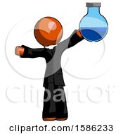Orange Clergy Man Holding Large Round Flask Or Beaker