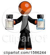 Orange Clergy Man Holding Two Medicine Bottles