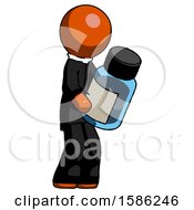 Orange Clergy Man Holding Glass Medicine Bottle