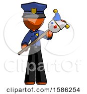 Poster, Art Print Of Orange Police Man Holding Jester Diagonally