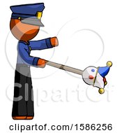 Poster, Art Print Of Orange Police Man Holding Jesterstaff - I Dub Thee Foolish Concept